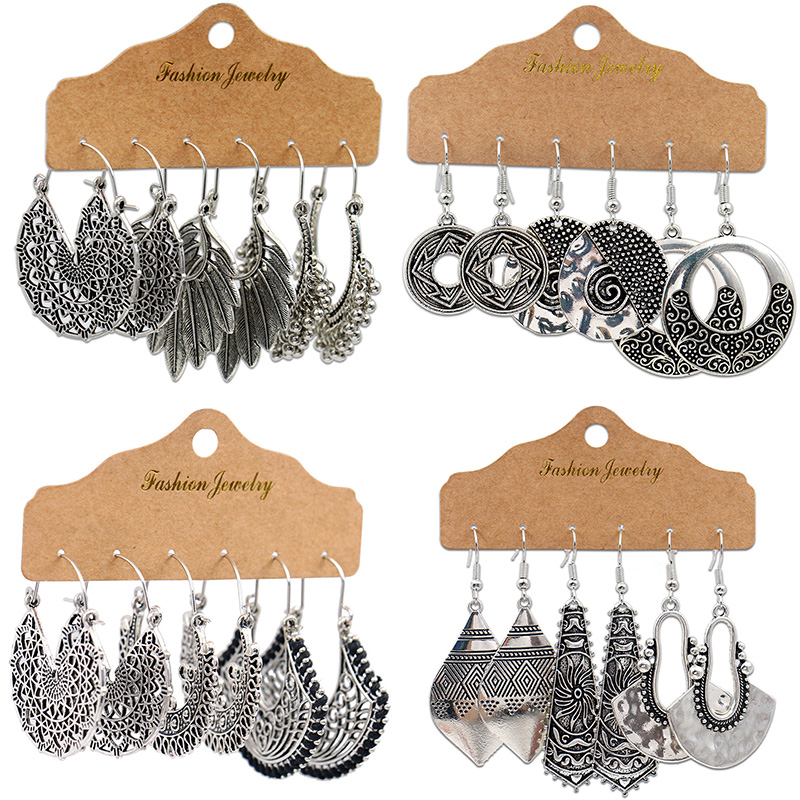 Ethnic Fashion India - Antigo sliver-banhado oco liga geométrica balançar