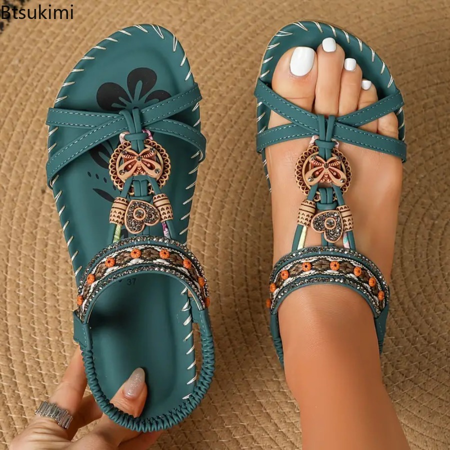 Ethnic Fashion Women - Sandálias Boêmias Femininas para Praia e
