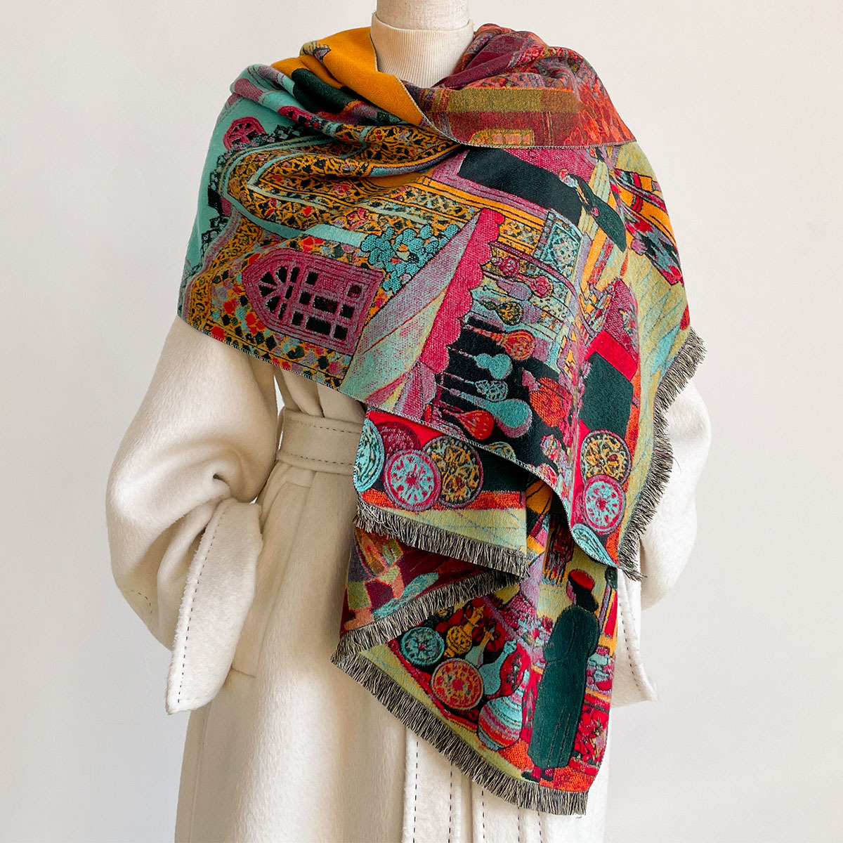 Cachecol reversível de imitaçã - Go Ethnic Fashion avaliação e preço