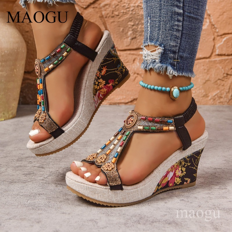 Sandálias Anabela Boho com Miç - Ethnic Fashion Women avaliação e preço